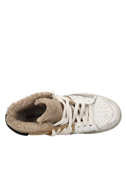 Sneakers in leather and synthetic fur with a vintage effect HIDNANDER | THE CAGE DUAL HD2WS180 103BIANCO -ORO-BLU